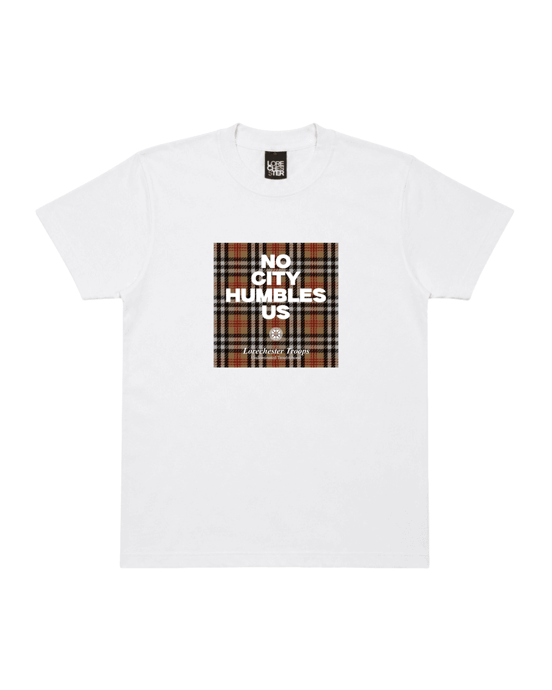 No City Humbles Us, white, front mockup
